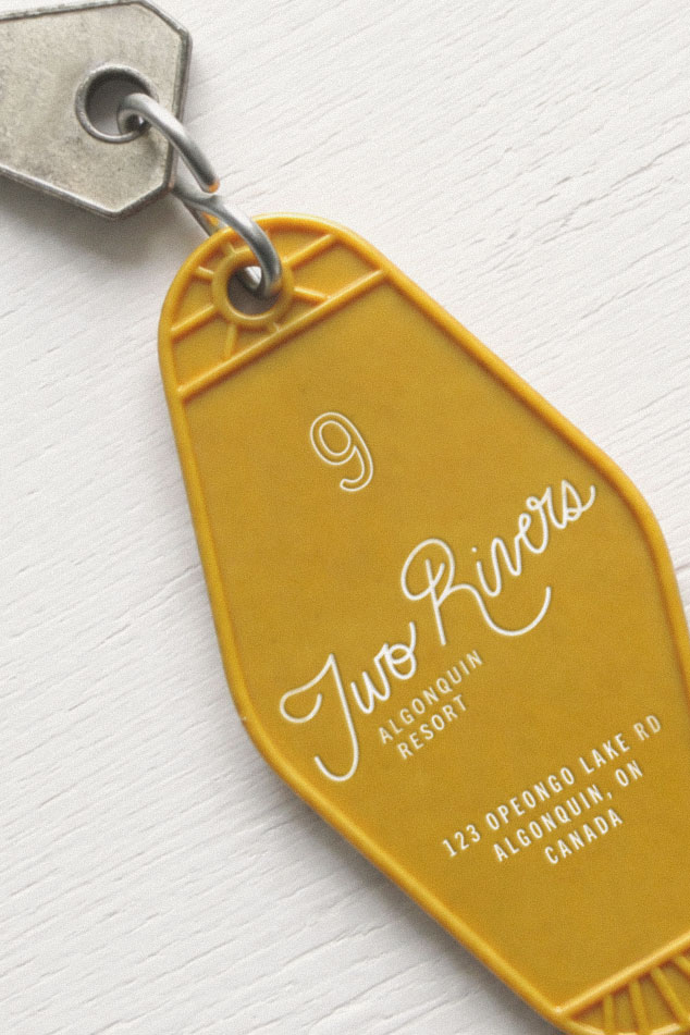 Two Rivers Algonquin Resort motel-style key tag